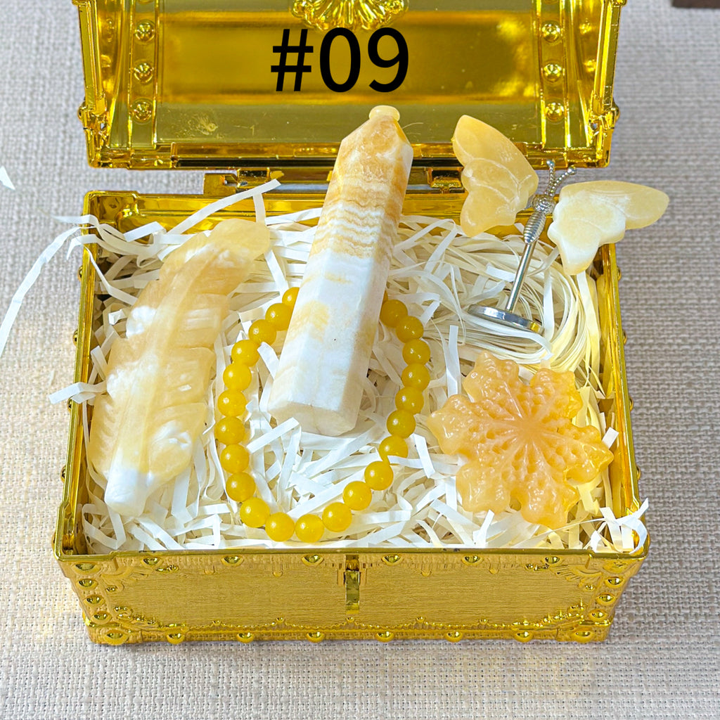 Celestial Treasures: 400g Hand-Carved Crystal Set