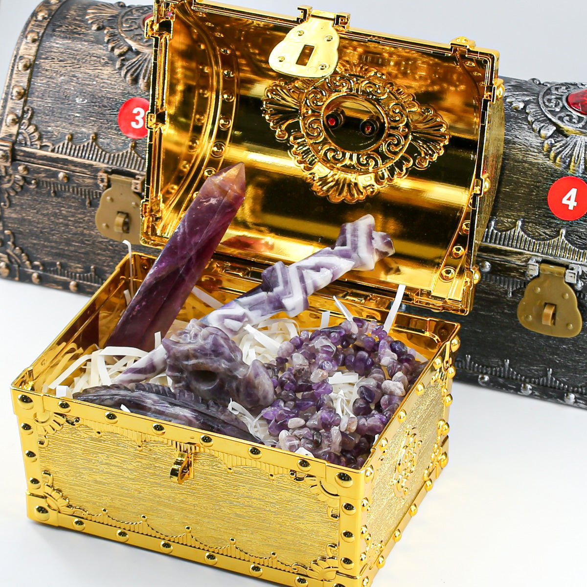 Celestial Treasures: 400g Hand-Carved Crystal Set