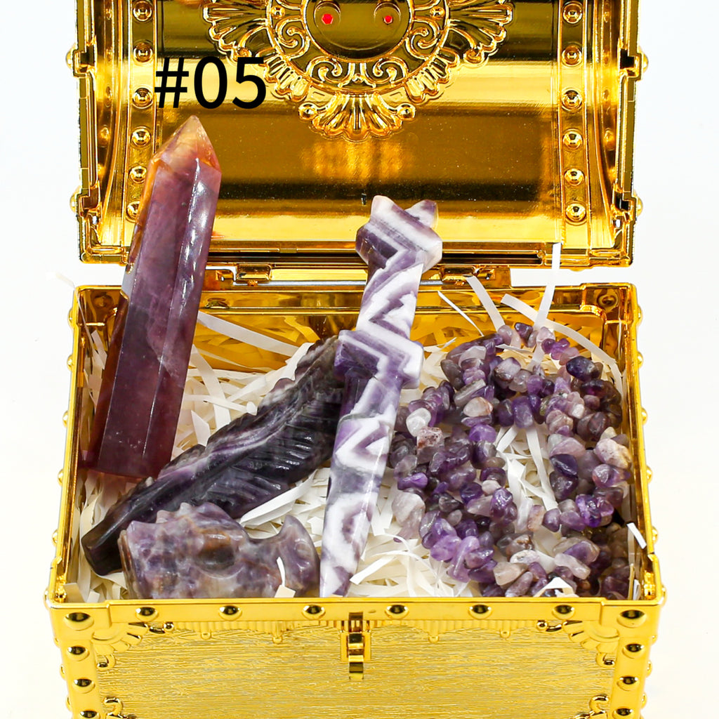 Celestial Treasures: 400g Hand-Carved Crystal Set