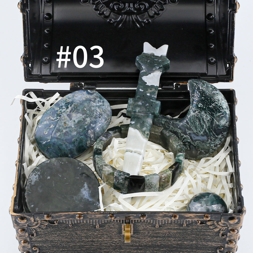 Celestial Treasures: 400g Hand-Carved Crystal Set