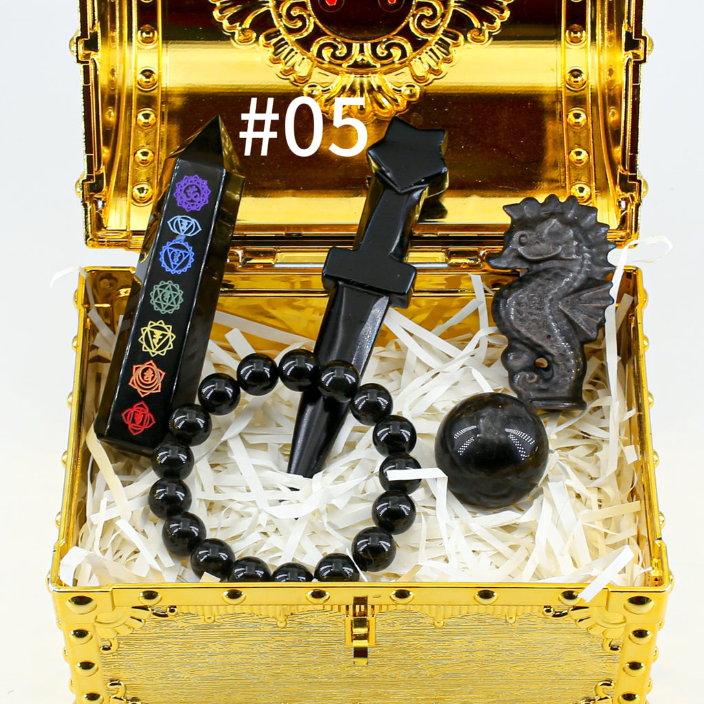 Celestial Treasures: 400g Hand-Carved Crystal Set