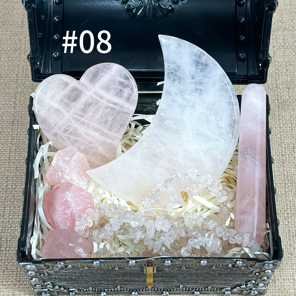 Celestial Treasures: 400g Hand-Carved Crystal Set